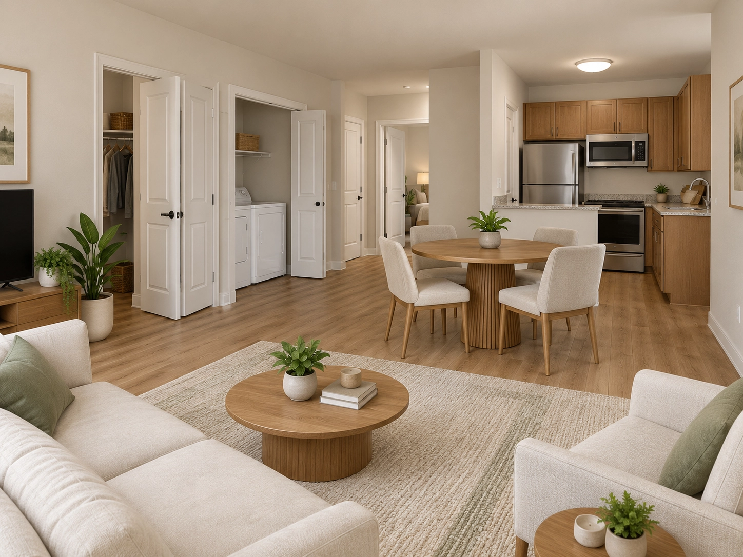 Village 2 Bedroom — open living and dining area with kitchen